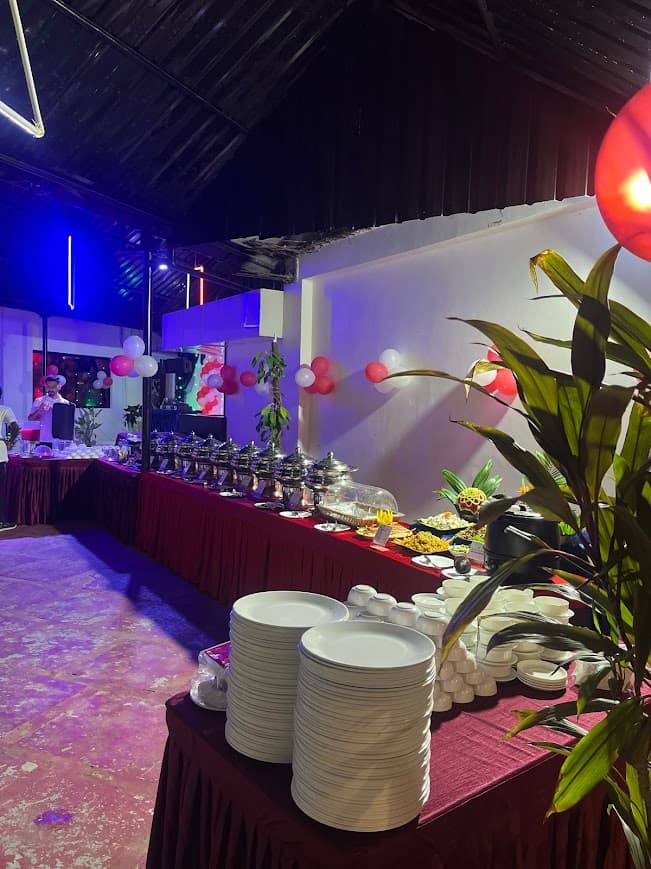 Buffet with Dramatic Lighting