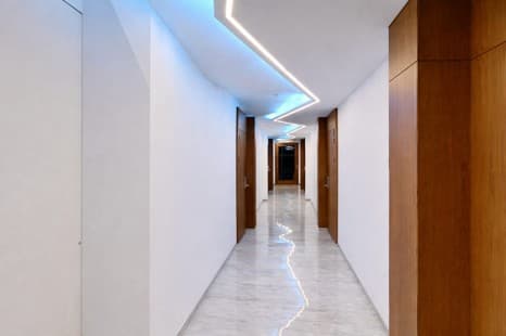 Hotel Sea Port — Neon-Lit Corridor