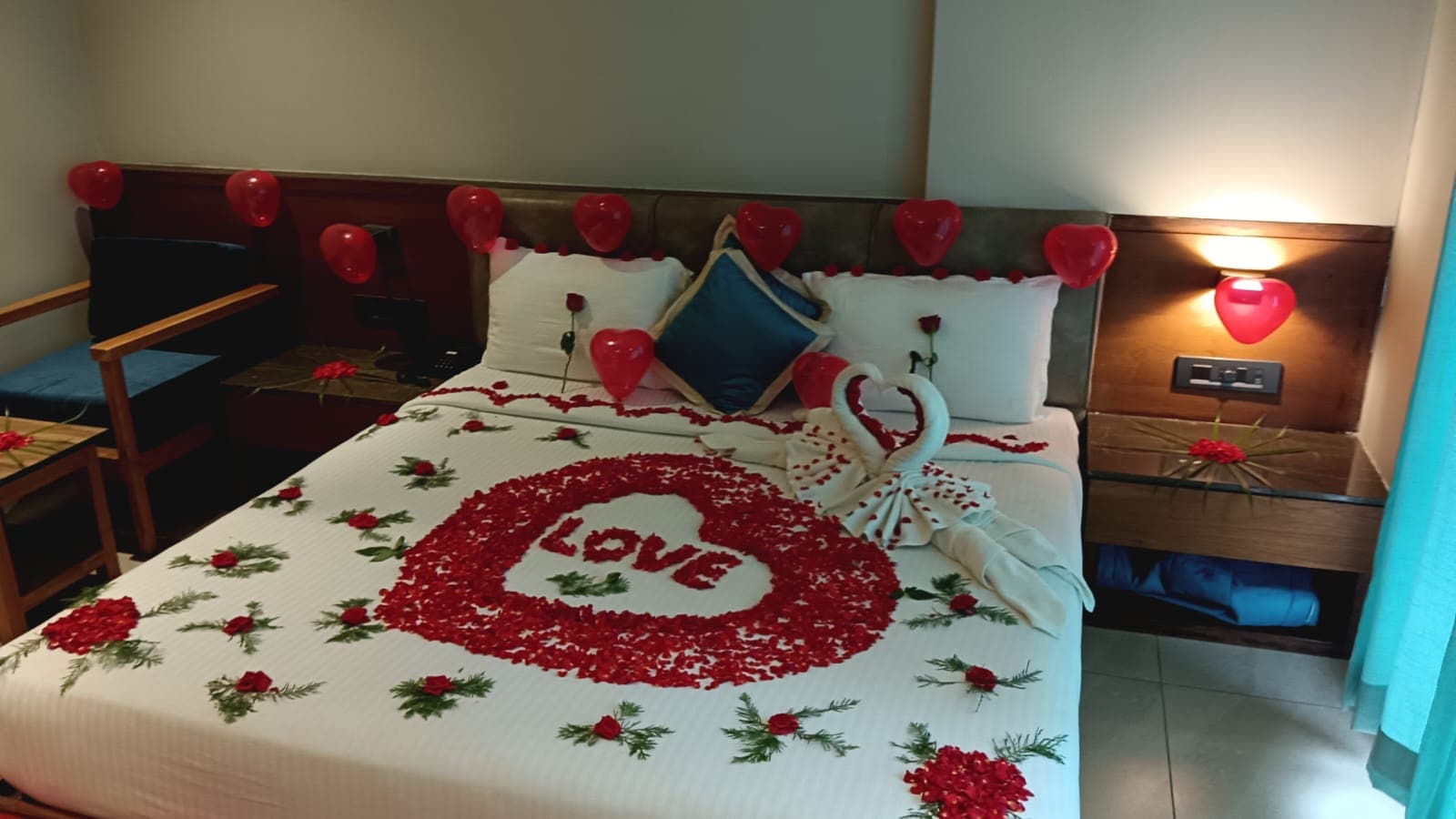 Oriental Room — Red Rose Petal Setup