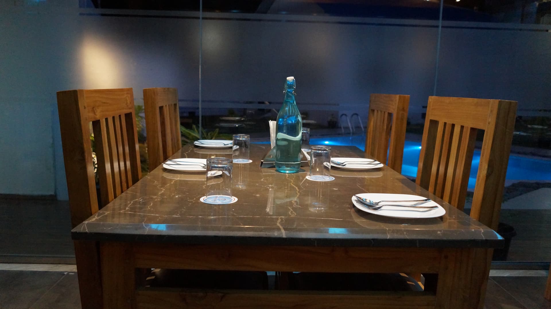 Restaurant — Dining Table with Pool View